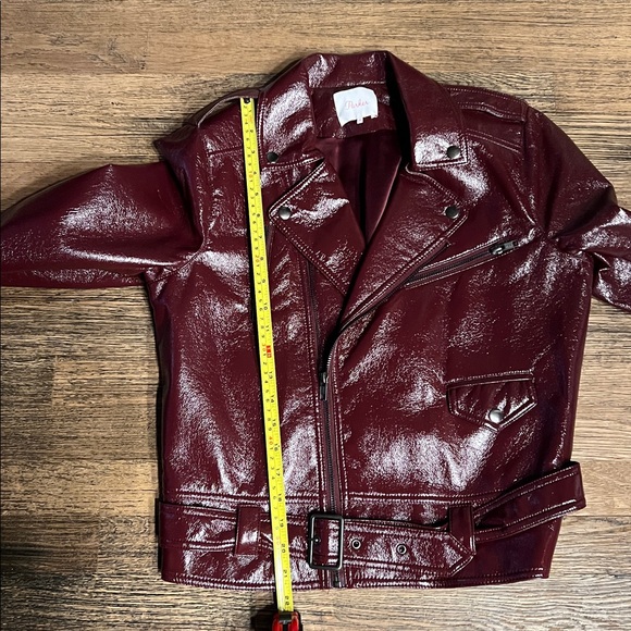 PARKER woman’s burgundy moto jacket NWOT worn once to try on size M - Picture 7 of 8